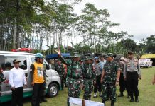 Danpusterad Tinjau Latihan Penanggulangan Bencana Alam Korem 072/Pamungkas